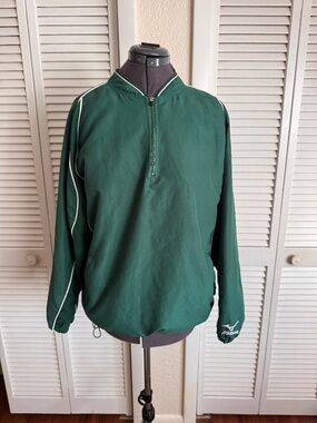 "Mizuno" Men's 1/4 zip up pullover wind breaker Emerald Green - Small